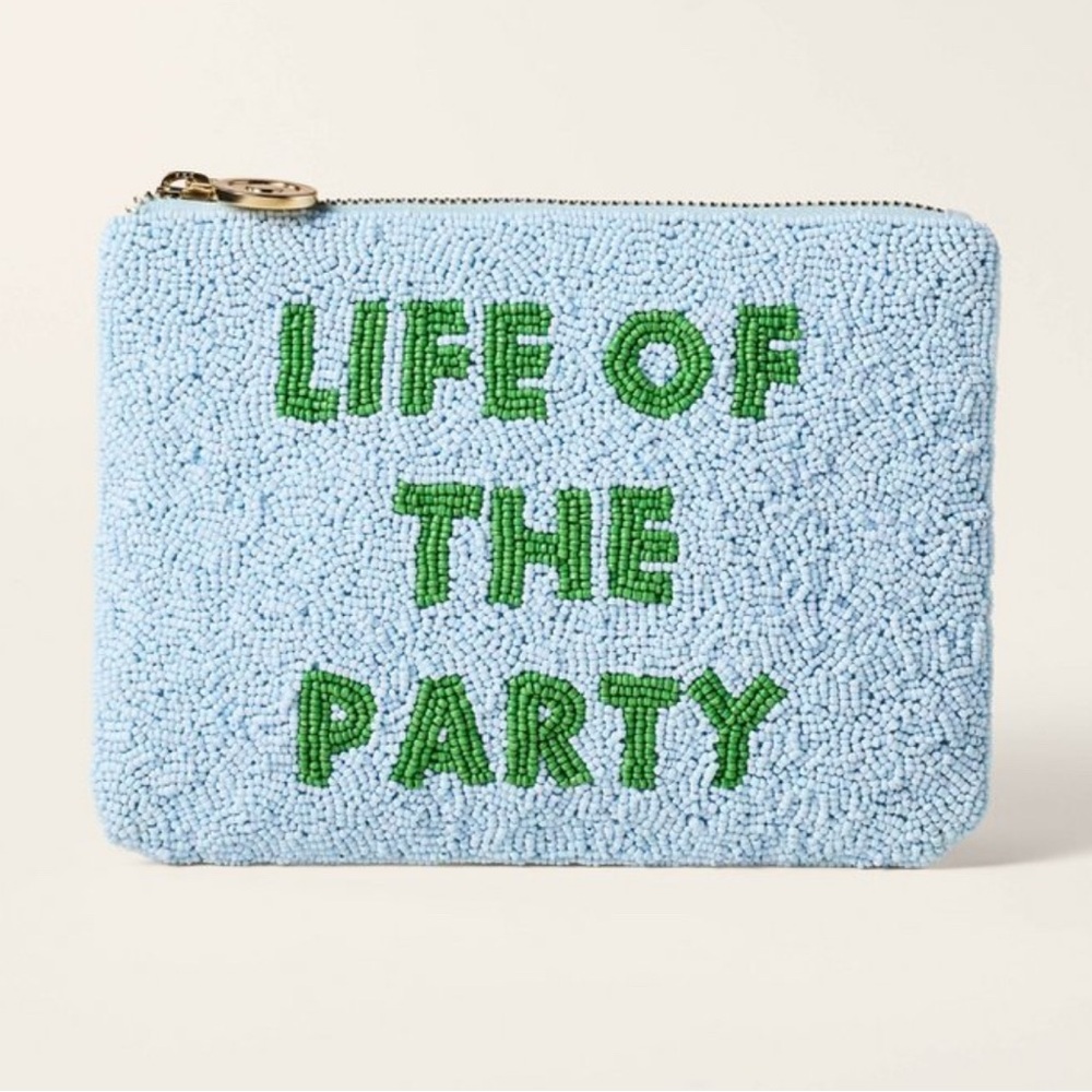 Kate Spade Blue and Green Festive Life of the Party Clutch